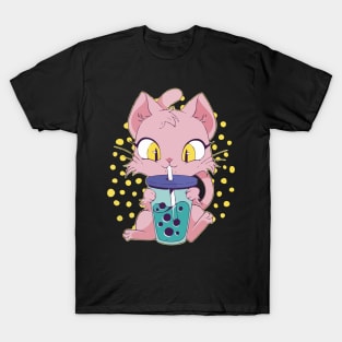 Cat Boba Tea Bubble tea Anime Kawaii Neko for Girls Teenager T-Shirt